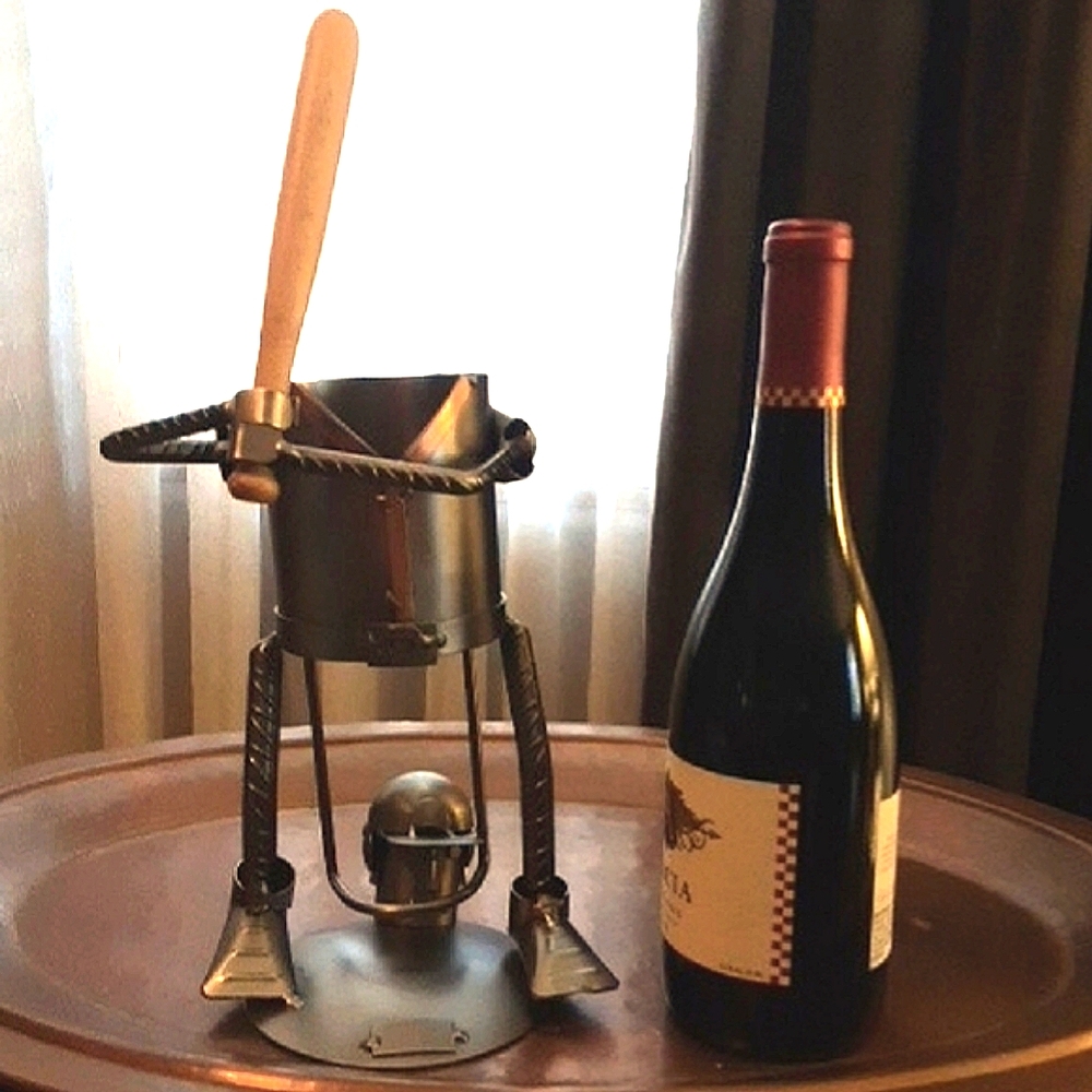 H&K Steel Sculpture Wine Bottle Caddy